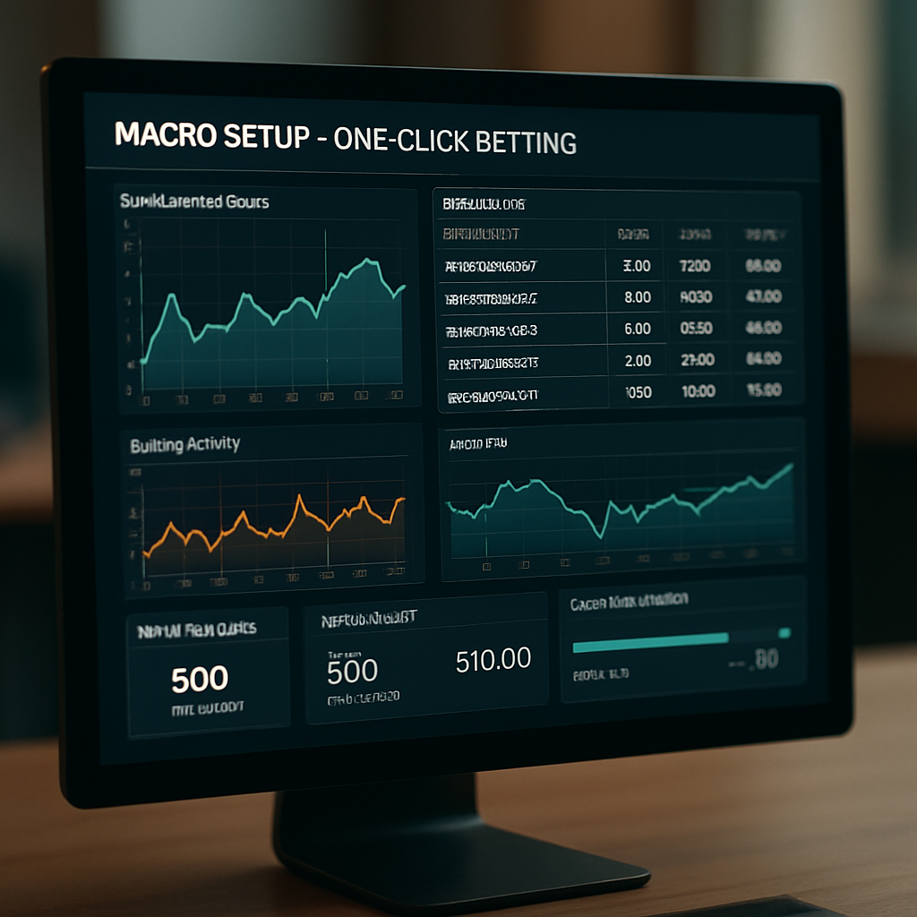 A high-resolution image showcasing a users computer screen with betting macro configuration tools, displaying